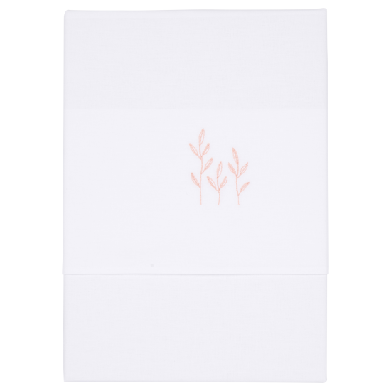 Kinderbettlaken Wild Flowers bestickt 110 x 140 cm, pink | Little Dutch