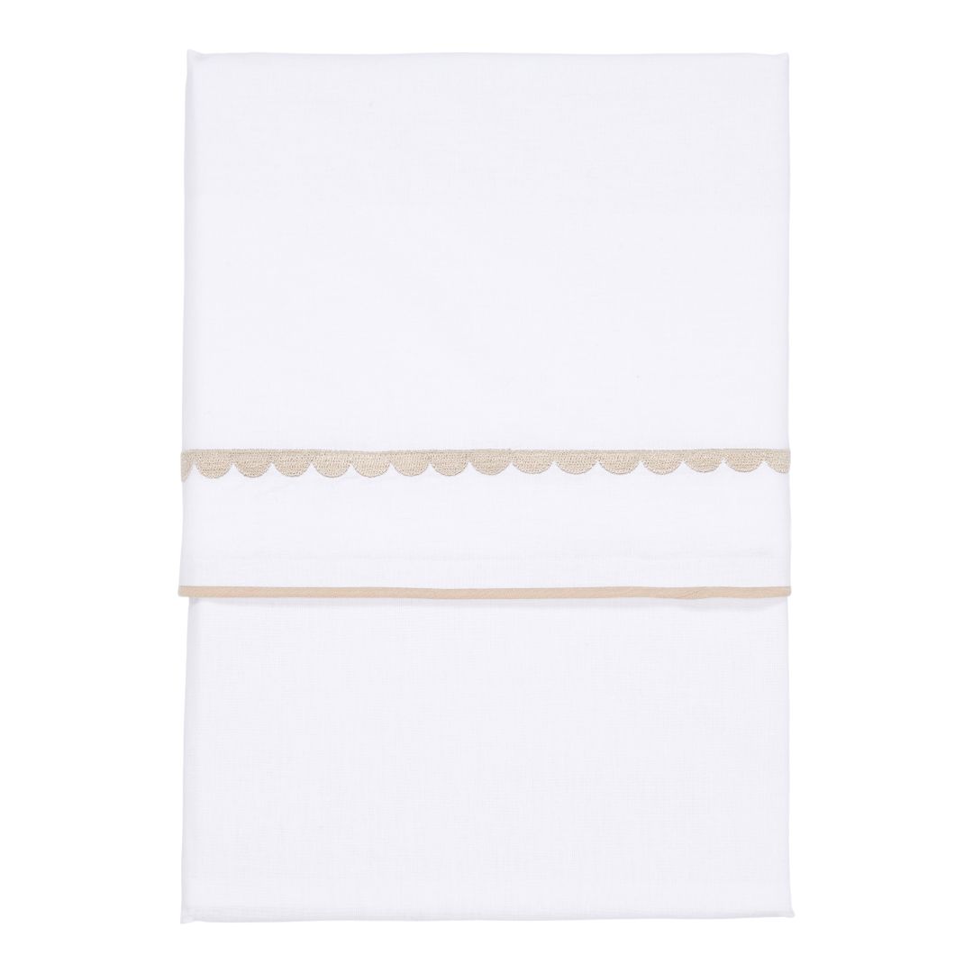 Kinderbettlaken Beige Rounded bestickt 110 x 140 cm | Little Dutch