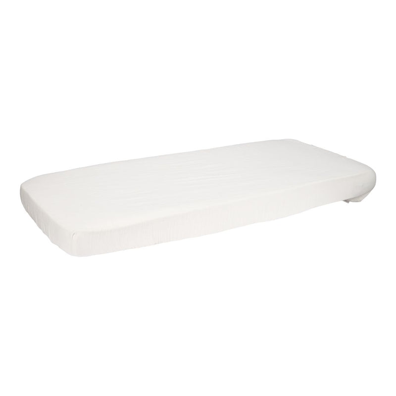 Fitted sheet muslin 70 x 140/150 cm, soft white | Little Dutch