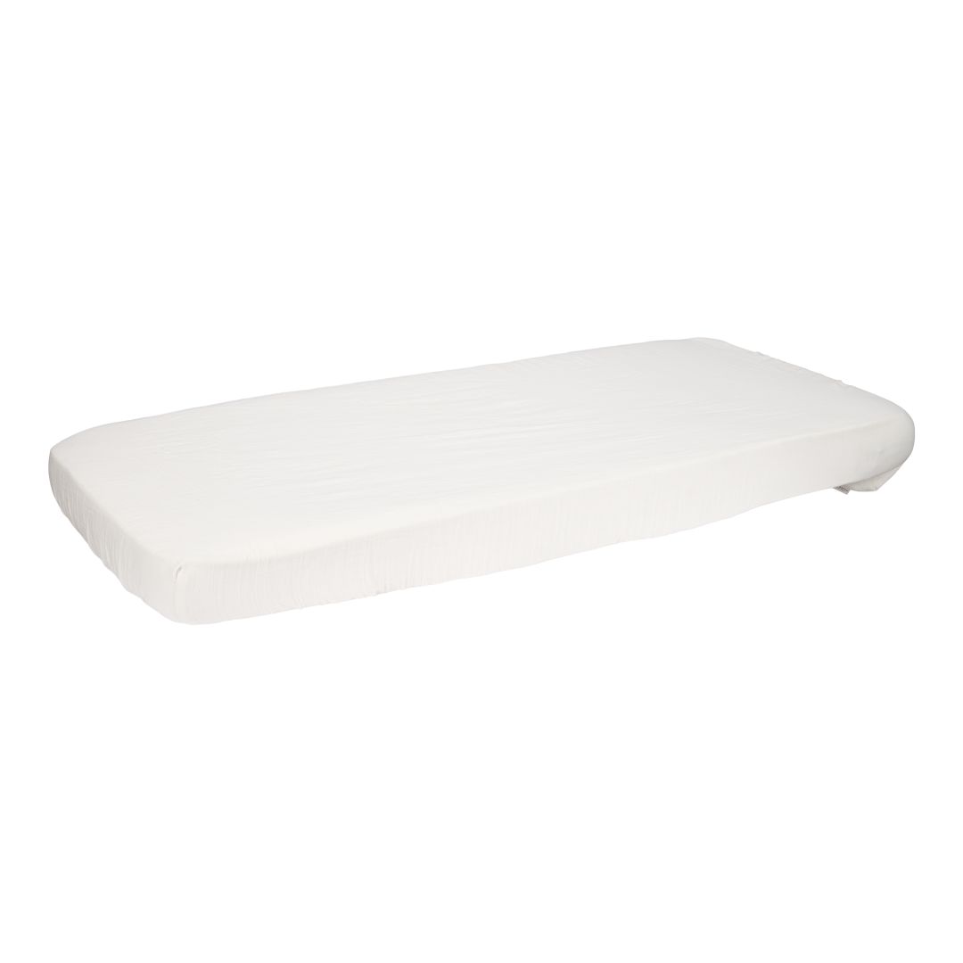 Fitted sheet muslin 60 x 120 cm, soft white | Little Dutch