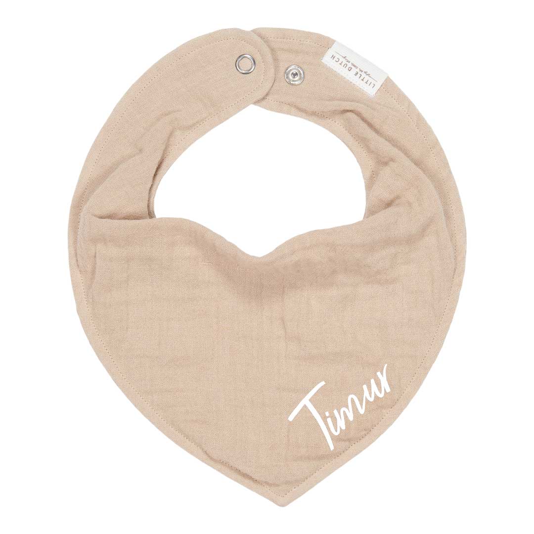 Bavoir bandana en mousseline beige | Little Dutch