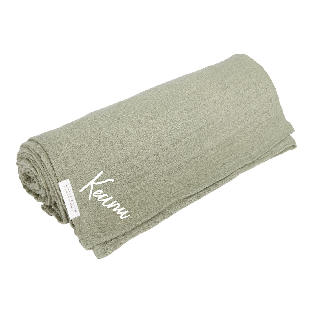 Musselintuch Swaddle - Pure Olive | Little Dutch