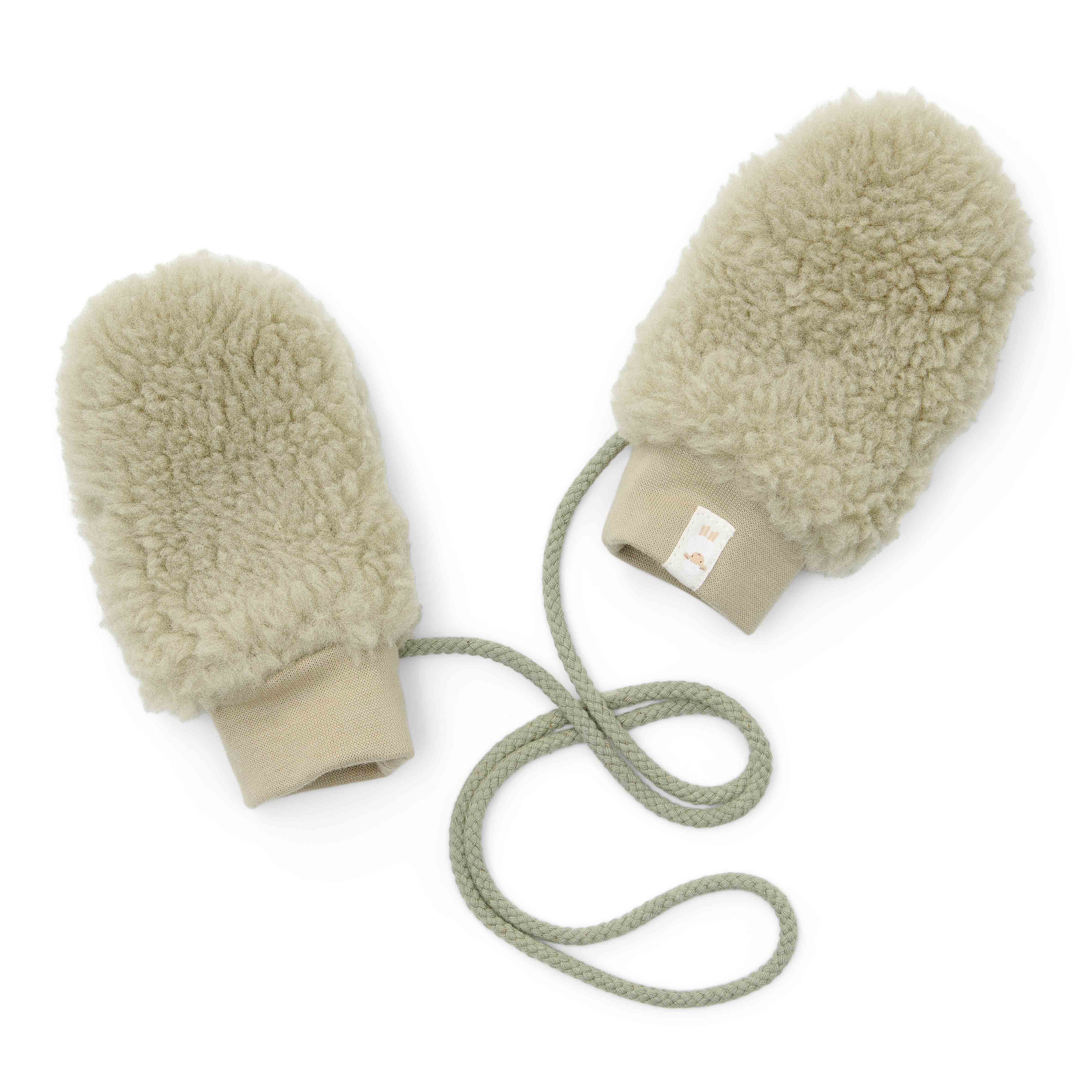 Teddy Mittens Soft Green - Soft Baby Gloves for Newborns