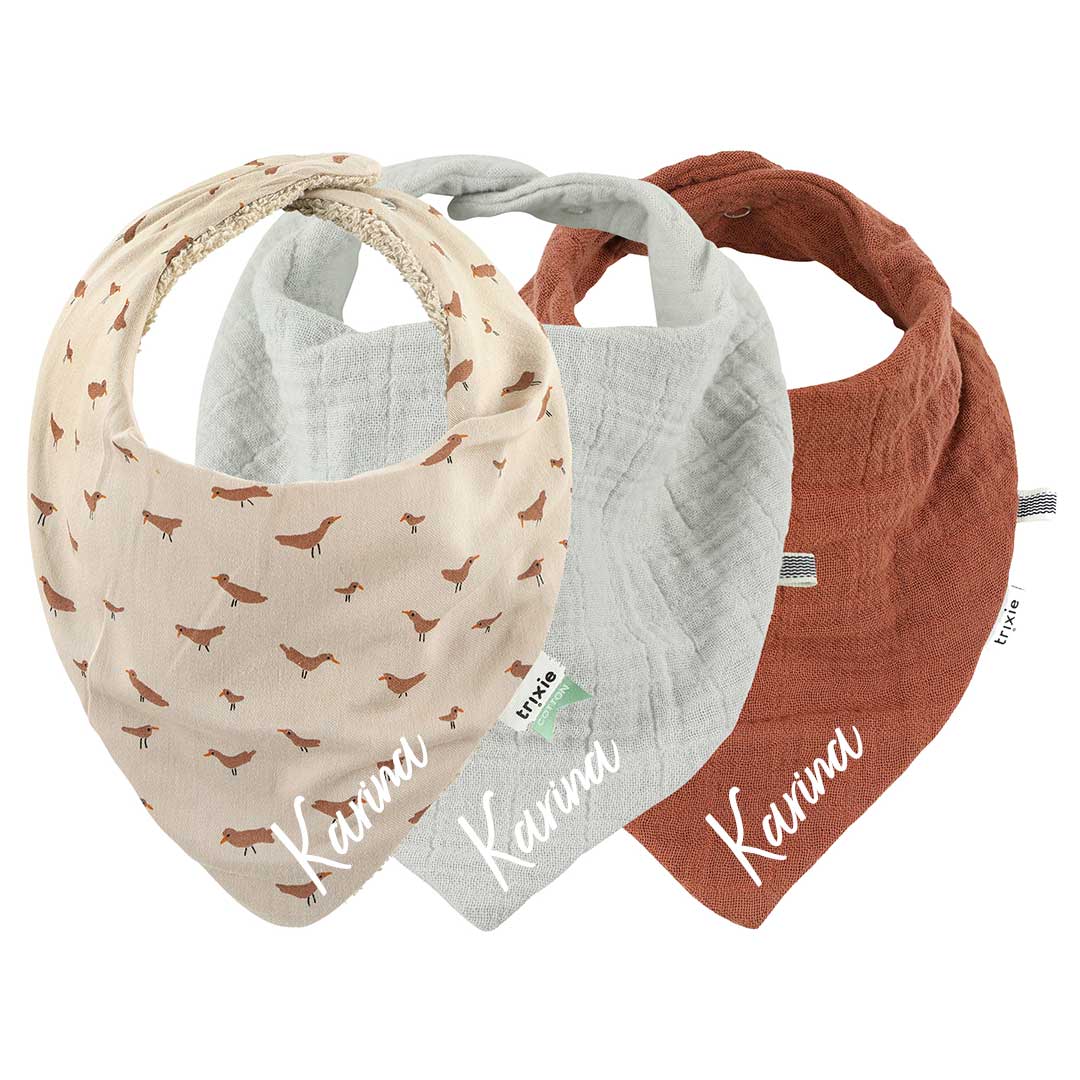 Neckerchief Bandana bib 3-pack mix - Babbling Birds | Trixie