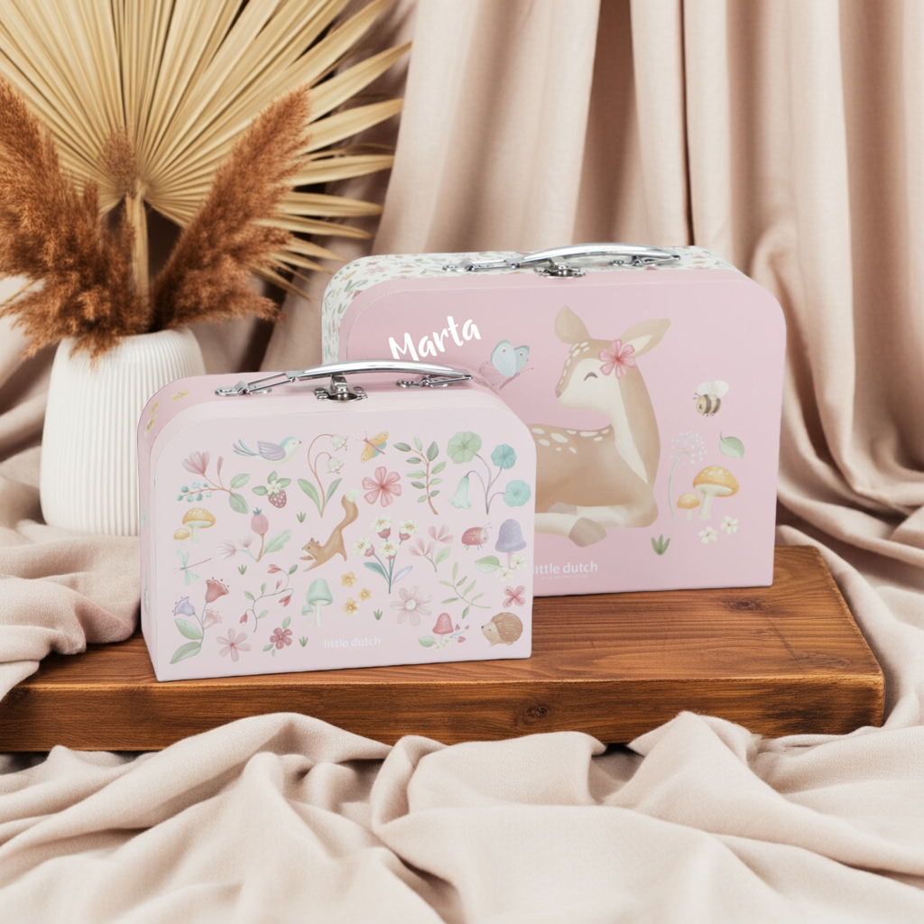 Personalisierter Kinderkoffer Fairy Garden Rosa mit Namen