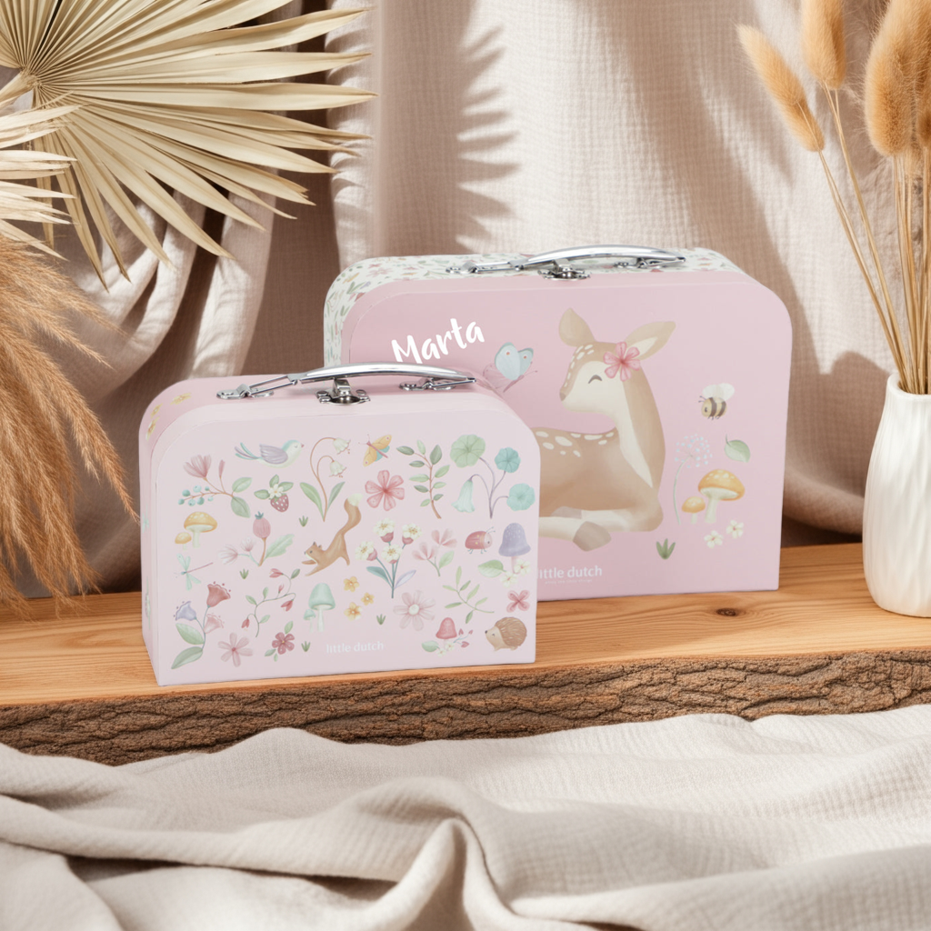 Personalisierter Kinderkoffer Fairy Garden Rosa mit Namen
