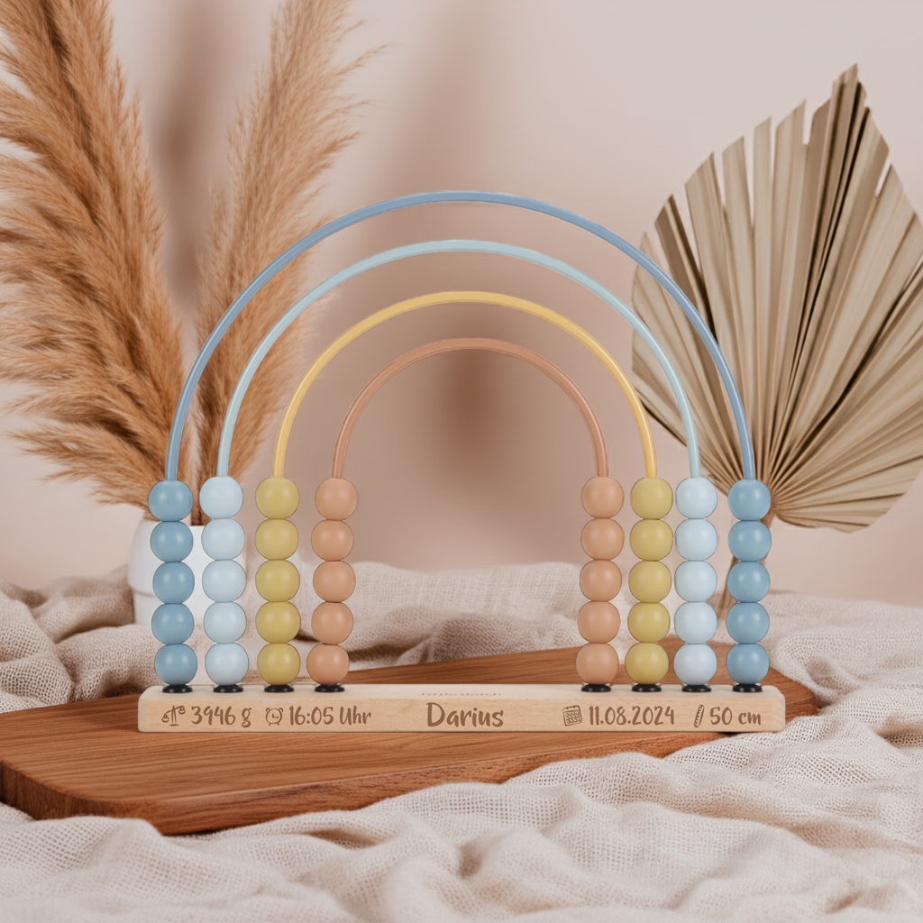Rainbow Abacus Forest Friends Blue – Wooden Educational Toy