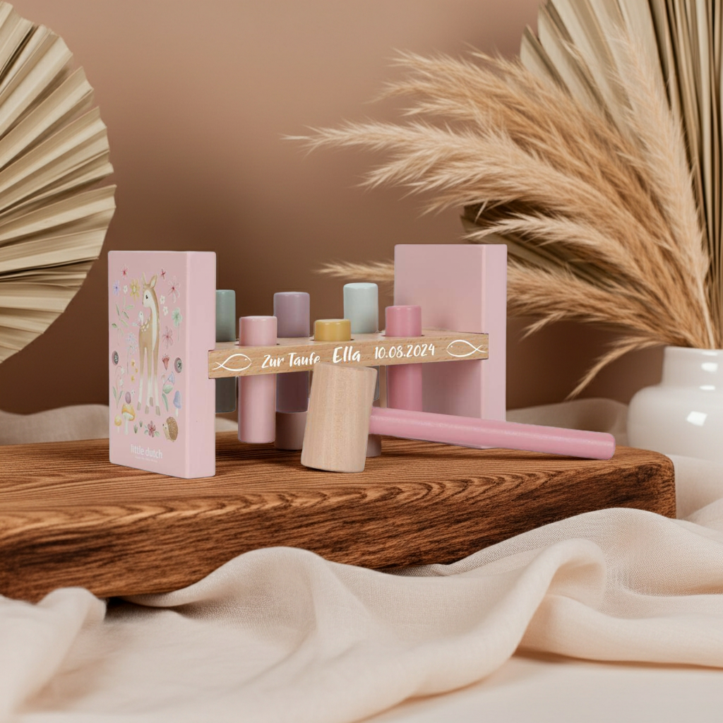 Hammerbank Fairy Garden made of wood – Christening gift | Schmatzepuffer