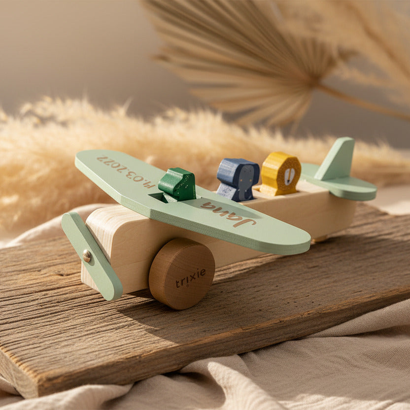 Holz-Flugzeug mit Tieren | Trixie