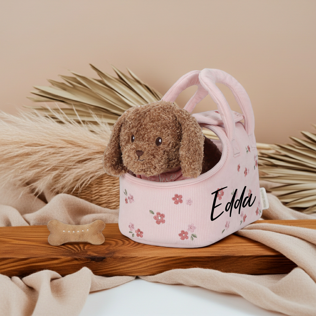 Peluche chien Jackie dans un sac GRS