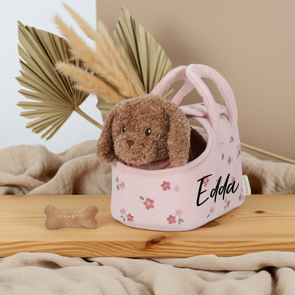 Peluche chien Jackie dans un sac GRS