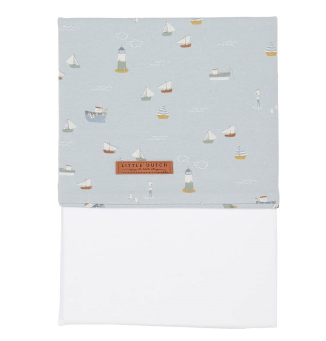 Kinderbettlaken Sailors Bay 110 x 140 cm, blau | Little Dutch