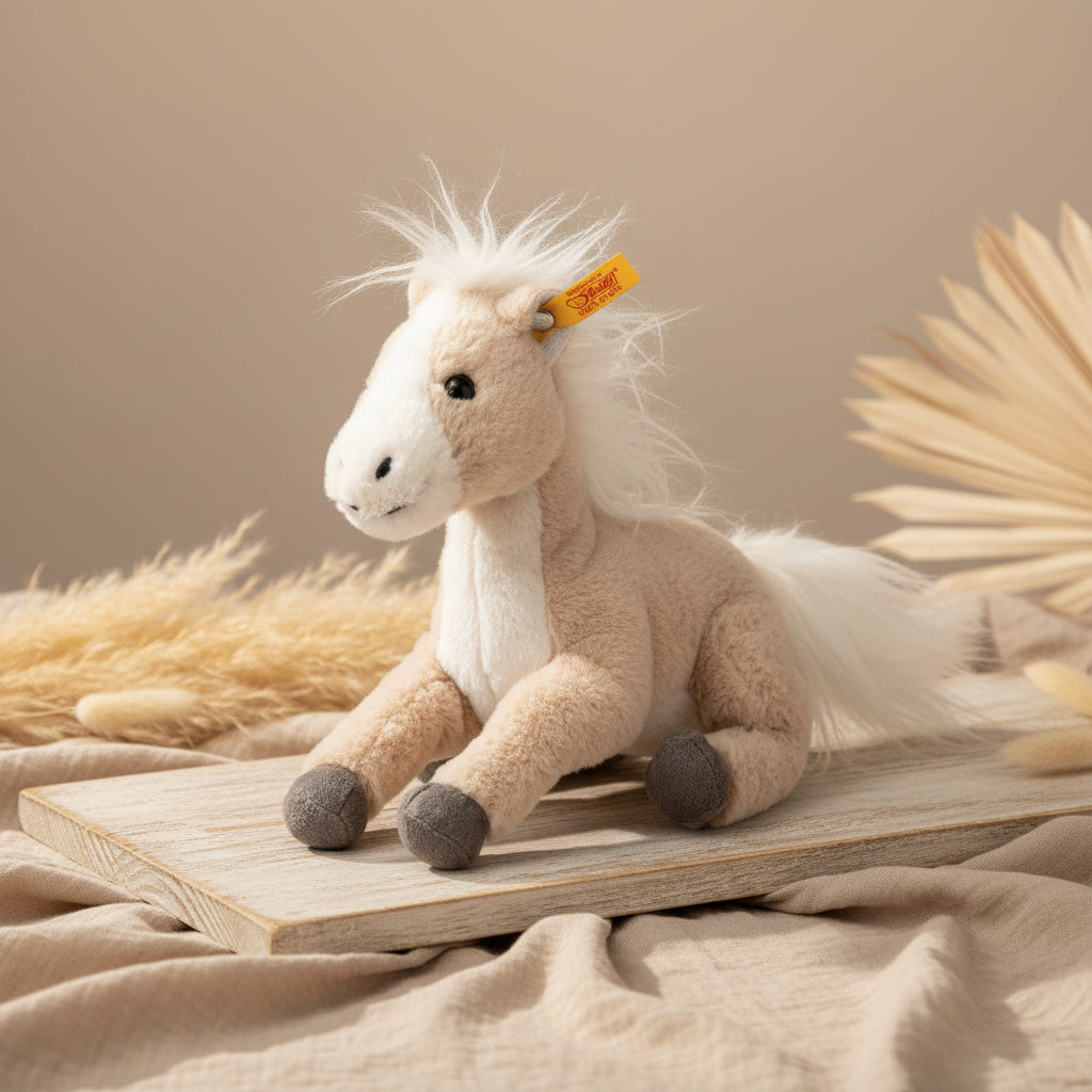Weiches Schlenker Pferd als Kuscheltier und Plueschtier fuer Babys und Kinder zum Kuscheln und Spielen