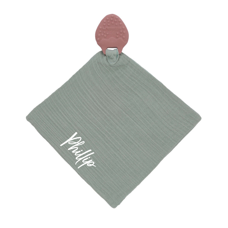 Schnuffeltuch mit Beißhilfe Kautschuk rosa/mint | Lässig