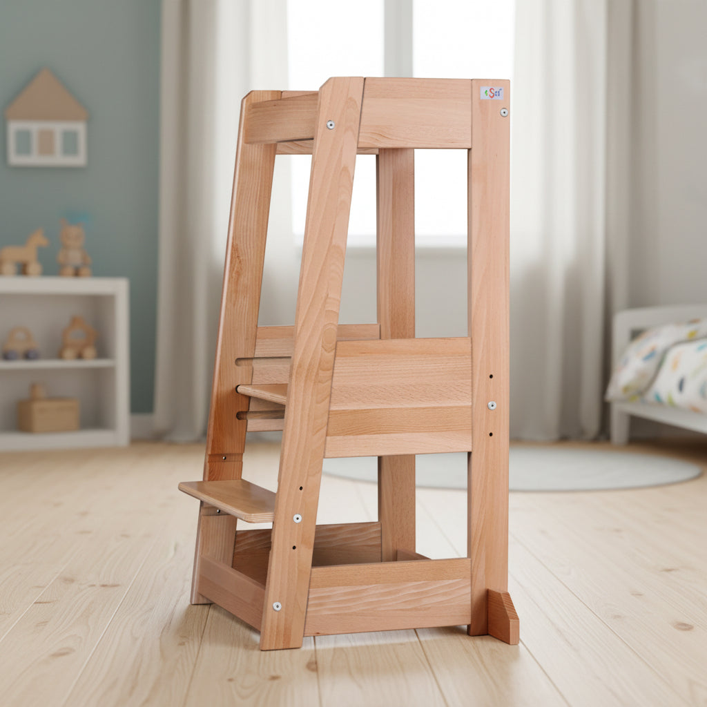 Lernturm Holz Natur für Kinder – sicherer Learning Tower für Küche