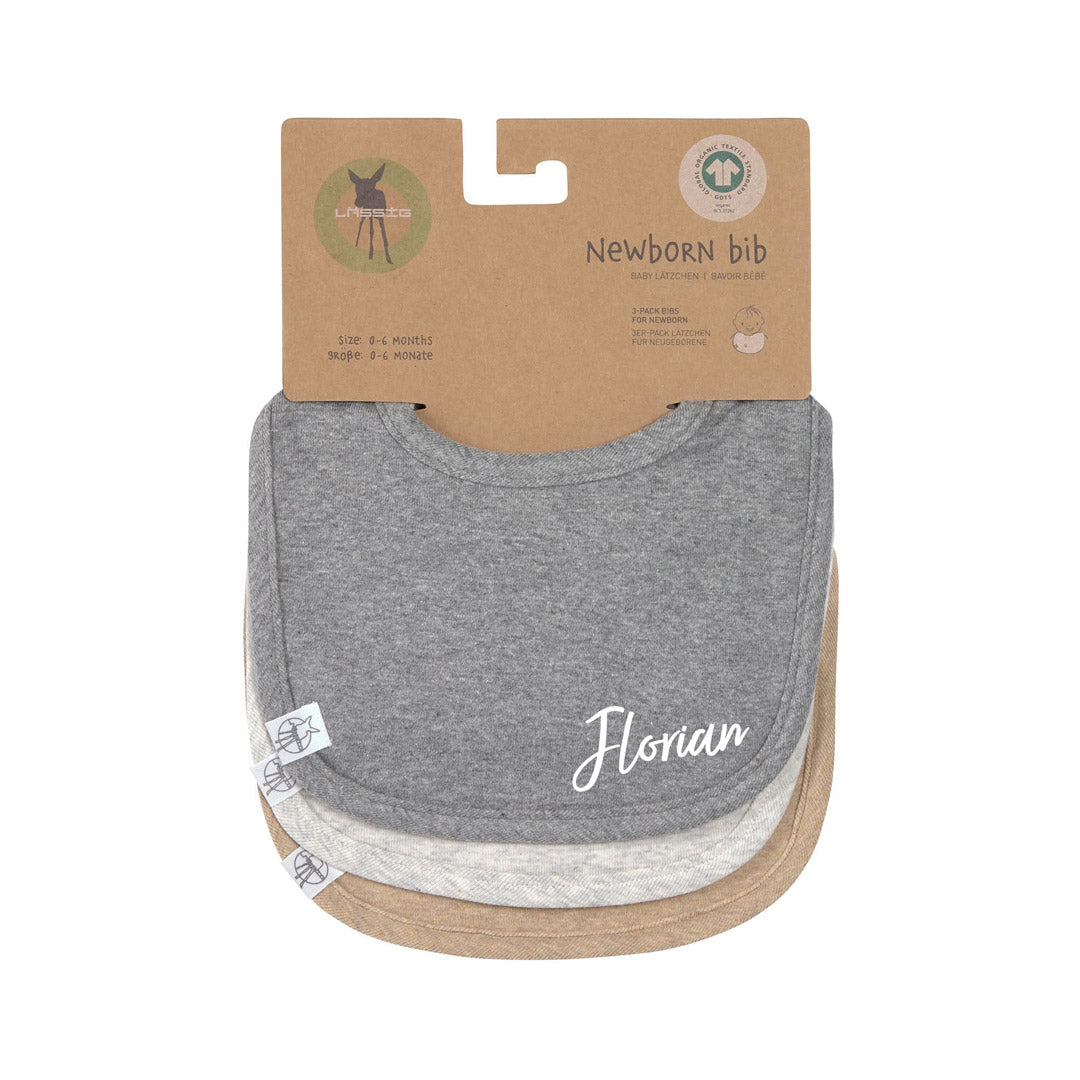 Lätzchen 3er Set, Dunkelgrau Hellgrau Beige, Baumwolle  | Lässig