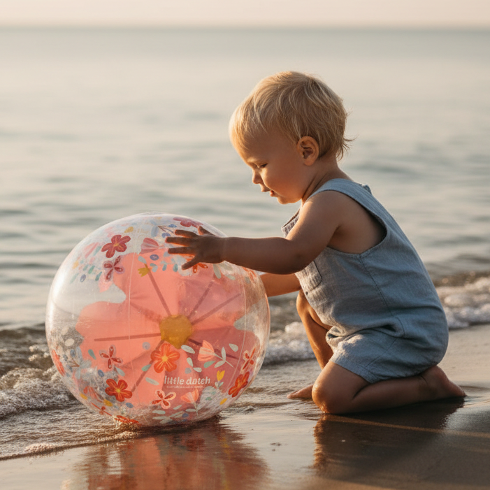 Strandball Kinder Ø 50 cm Pink Flowers – 3D Effekt für extra Spielspaß
