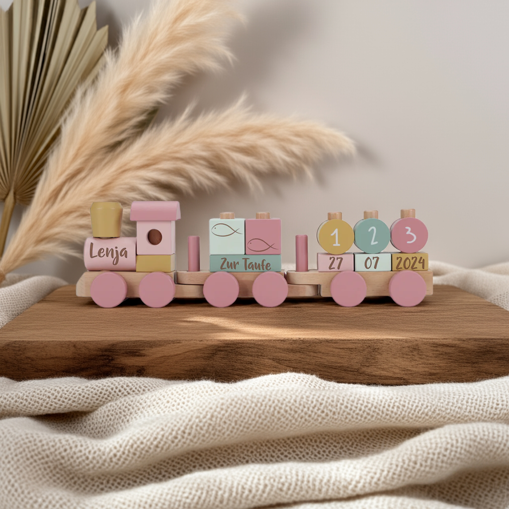 Train en bois personnalisé Fairy Garden - Cadeau de baptême