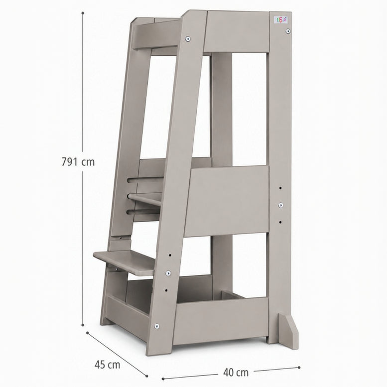 tiSsi Lernturm Felix in Cashmere mit Maßen 40 x 91 x 45 cm als mitwachsender Kinder-Lernturm für Küche und Alltag