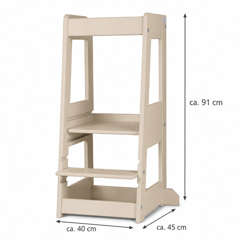 Produktdetailbild des tiSsi Lernturm Felix in Cashmere als mitwachsender Lernturm für Kinder in der Küche