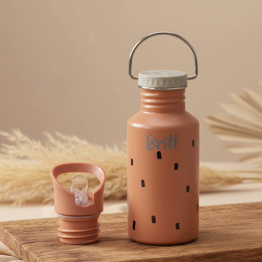Trinkflasche Kinder - Edelstahl, Happy Prints Karamell | Lässig