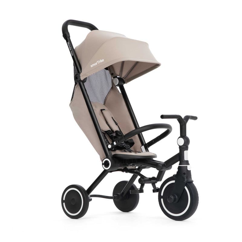 Kinderwagen Dreirad mit Liegefunktion und Sonnendach in Beige für Kleinkinder