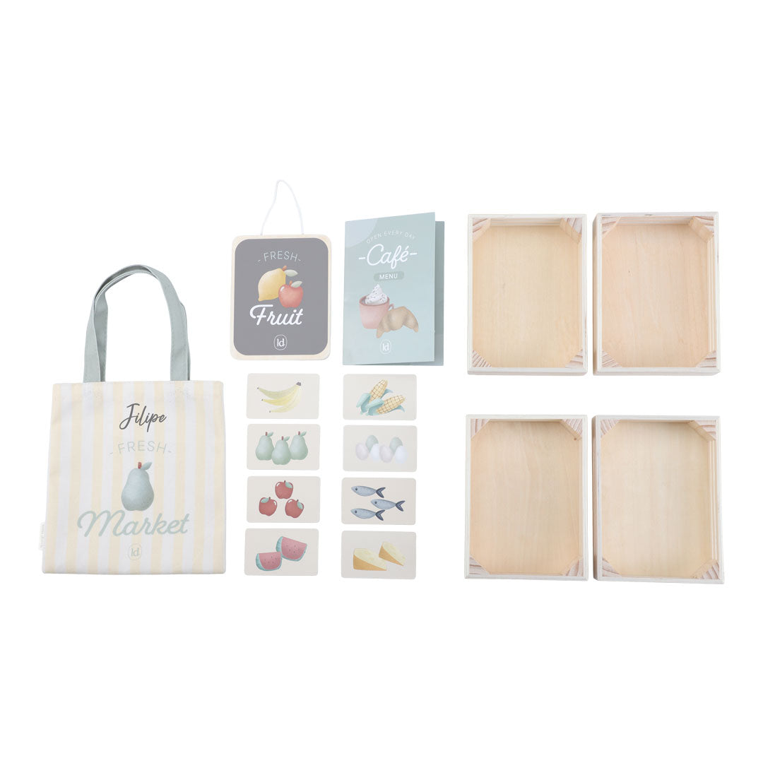 Marktstand & Café aus Holz – 2-in-1 Spielstand